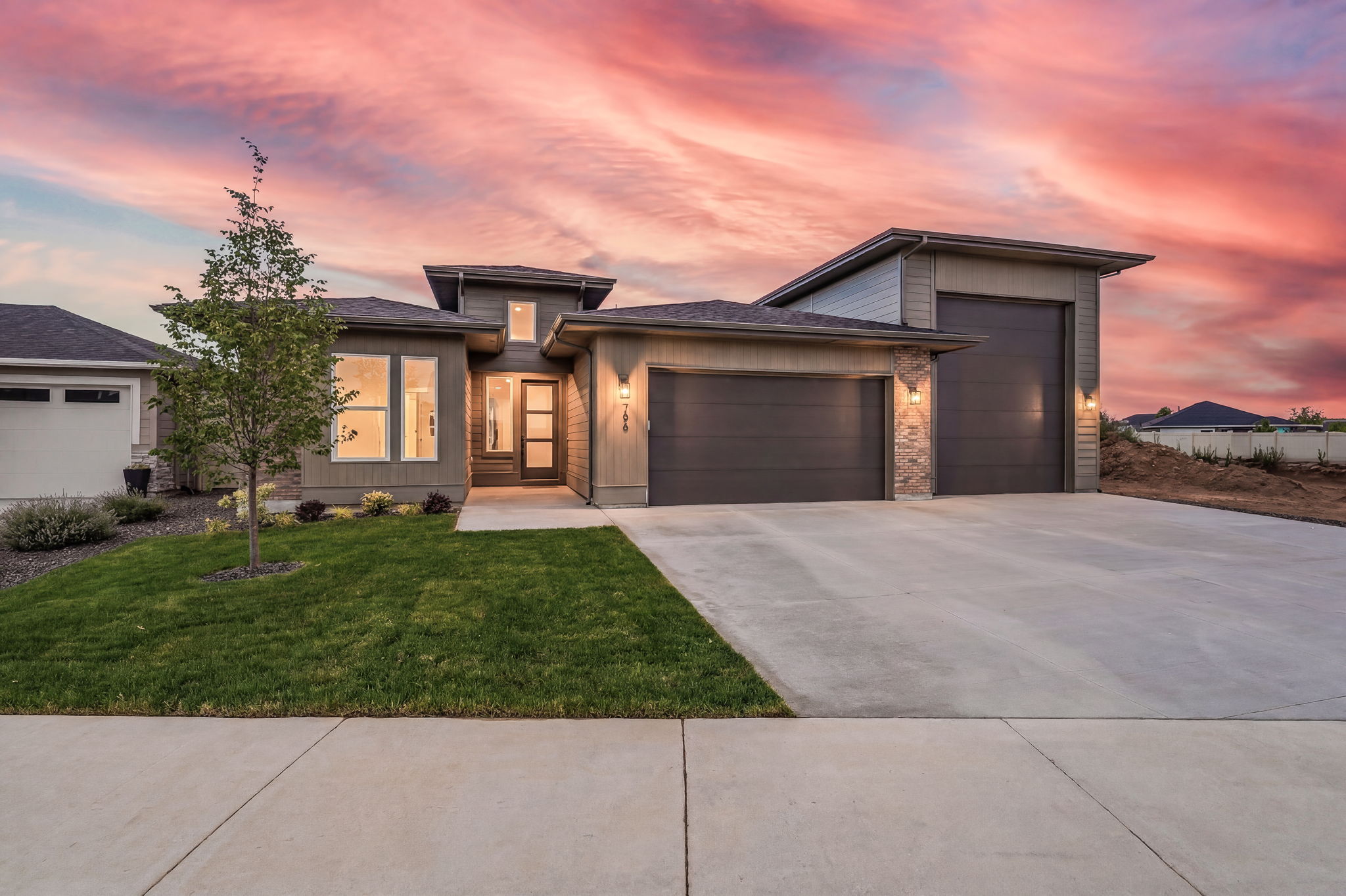 Custom Union home at sunset